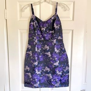 NWT Lulus “Got the Glow Purple and Blue Floral Jacquard Bustier Mini Dress”